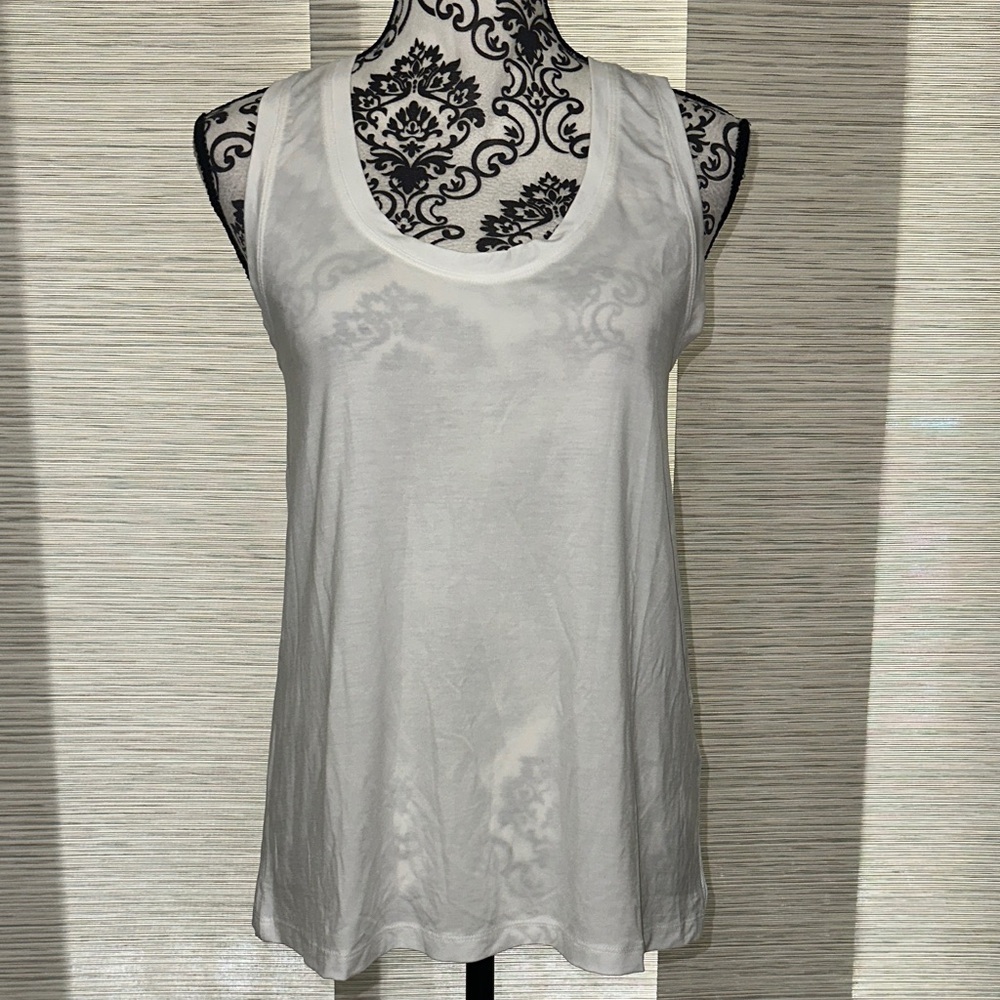 INC International Concepts White Scoop Neck Tank Top Sz. M